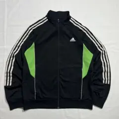 00sアディダス トラックジャケット 黒 緑 XO ジャージ Y2K 万国旗タグ