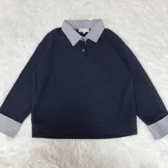 SEASON REASON レイヤード風カットソー ネイビー きれいめカジュアル