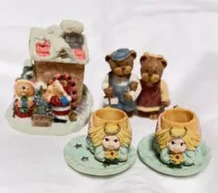 ヴィンテージ ミニチュアクリスマスの置物 アメリカンカントリー 3セットまとめて