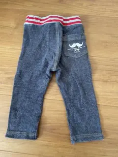 80cm グレーのパンツ 赤白ストライプウエスト