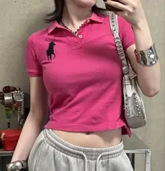 超希少✨️ ラルフローレン ポロシャツ ビックポニー　y2k グランジ　ピンク 希少 polo ラルフローレン ポロシャツ ビックポニー y2k グランジ