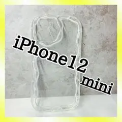 iPhone12mini 携帯ケース スマホ カバー クリア ウェーブ 耐衝撃
