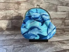手作りがま口大きめ・イルカ