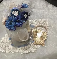 髪飾り　青＊　成人式　婚礼　卒業式使用　つまみ細工