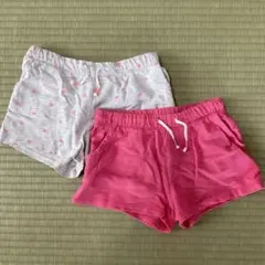 H&Ｍ  ショートパンツ2個 122cm ネオンカラーピンク ハートドット柄