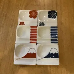 波佐見焼（アイユー）梅　富士　縁十草　藍 赤　箸置き カトラリーレスト 6個