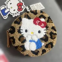 サンリオキャラクターズ　ハローキティレオパード柄サガラサークルポーチ