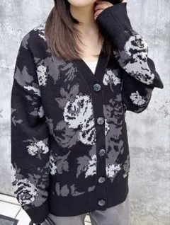 INGNI イング　フラワージャガードニットカーディガン　薔薇　花