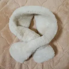 アイボリー ファー 巻きスカーフ