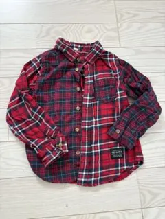 赤と黒のチェック柄 長袖シャツ 120