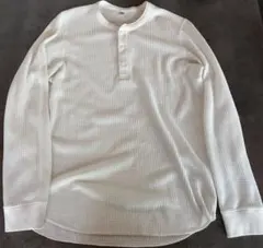 UNIQLO ワッフル ヘンリーネック Tシャツ ロンT Lサイズ ホワイト