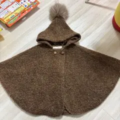 フード付きブラウンポンチョ