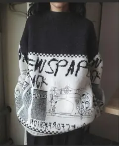 NEWS PAPER JACQUARED KNIT TOP