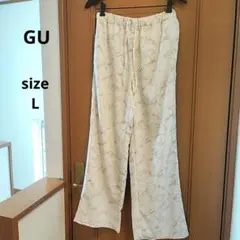 GU ジーユー 大理石柄 イージーワイドパンツ Lサイズのサムネイル