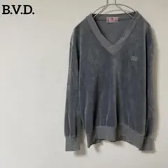 B.V.D. グレー Vネックベロアスウェット トレーナー サイズSのサムネイル