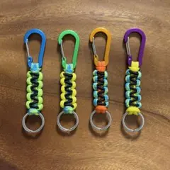 パラコード　蛍光カラー　キーリング　カラビナ