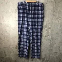 Y5705古着　チェックパンツ　パジャマパンツ　紺　青　白　90s Y2K