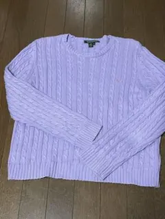 RALPH LAUREN ケーブルニット 綿100 パープル　Mサイズ