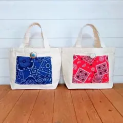 【２つセット】ミニキャンバストート・バッグ（一部リメイク品）