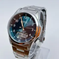 稼働品 カシオ ウェーブセプター 電波ソーラー WVA-M630 時計 ネイビー