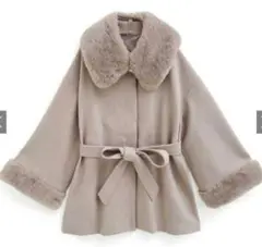 GRL　三上悠亜　リボンベルトファーティペット付フレアコート 【k9335f】