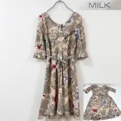 MILK　ポストカード　プレゼントレター　ワンピース　英文　総柄　ミルク　日本製のサムネイル