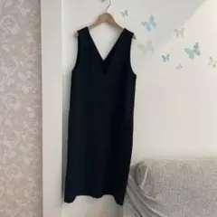 12【38】ロペピクニック Vネック ワンピース ブラック ジャンパースカート