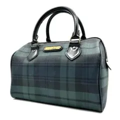 【超希少】ラルフローレン ミニボストンバッグ ブラックウォッチ ブラックレザー