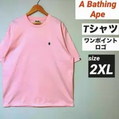 A Bathing Ape Tシャツ　2XL ワンポイントロゴ　シンプル　ピンクのサムネイル