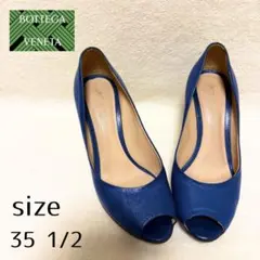 かわいいBOTTEGA VENETA オープントゥパンプス ブルー 35 1/2のサムネイル