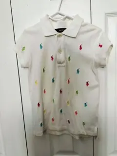 ラルフローレン　カラフル刺繍 ホワイトポロシャツ 半袖