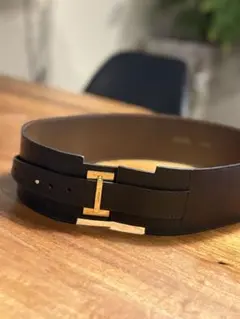 MaxMara マックスマーラ　レザーベルト　ダークブラウン