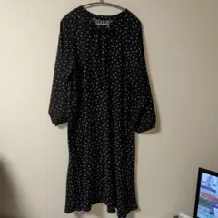 【美品】ニコアンド　長袖　ロングワンピース　Lサイズ 水玉