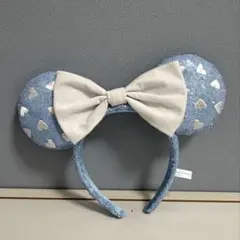 ミニー 水色ハート柄スパンコールカチューシャ