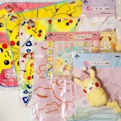 ポケモン 一番くじ ピカチュウ ハンカチ ぬいぐるみマスコット 巾着 曜日カード