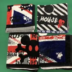 (10-214)ミッキーマウス スカルデザイン タオル未使用品4枚