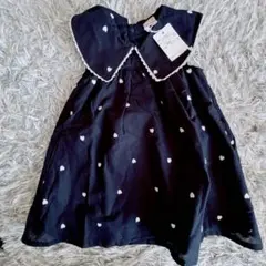 petit main プティマイン ハート柄 刺繍 ワンピース 90