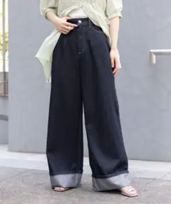 RAGEBLUE レイジブルー　ステッチデザイン　ロールアップデニムパンツ2