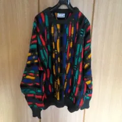 オーバーサイズニット 多色 幾何学模様