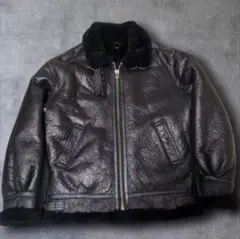 B-3 フェイクムートン フライトジャケット オールブラック 肉厚 XL