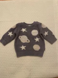 PIQUE グレーの惑星柄ニットセーター