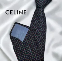 ✽CELINE セリーヌ ネクタイ シルク 格子フラッグ ネイビー D602のサムネイル