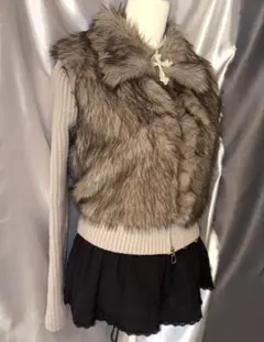 Y2k 平成ギャル zip up ニット ファー ジャケット グランジ 00s
