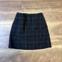 UNIQLO チェック柄 ミニスカート ネイビー　紺