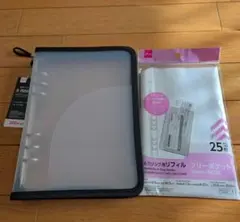 【新品】ダイソー 6リングファイル A5サイズ ブラック＋リフィル1パック付き