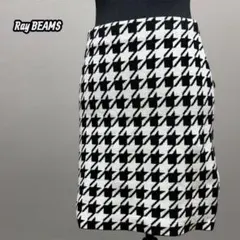レイビームス / 千鳥格子 ジップスリット ニットミニスカート　白黒のサムネイル