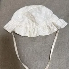 H&M ベビー帽子 オフホワイト フリル　6-12month