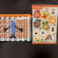 スシロー　スンスン　ポーチ　シール　ブルー