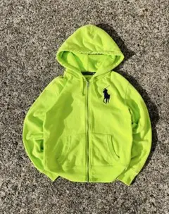 希少 カラー90s polo ralph lauren ビックポニー黄緑 ジップ