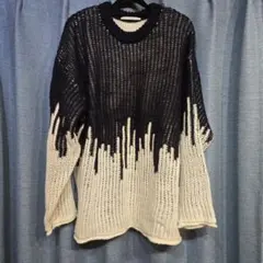 KBF ディップデザインJQオーバーニ ット(ネイビー×オフ)